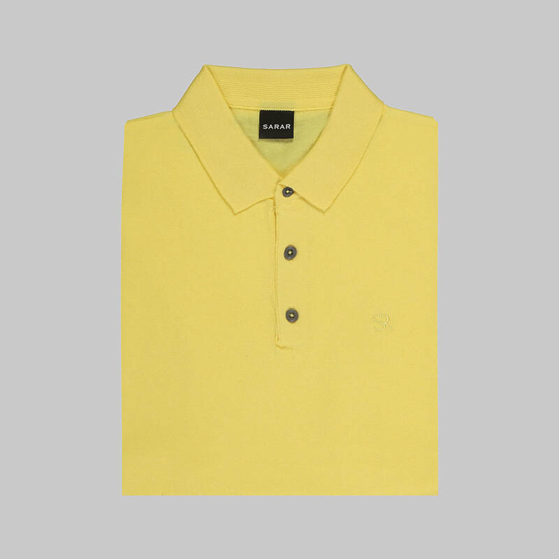 Polo Yaka Kısa Kol Pamuklu Sarı Triko - 4