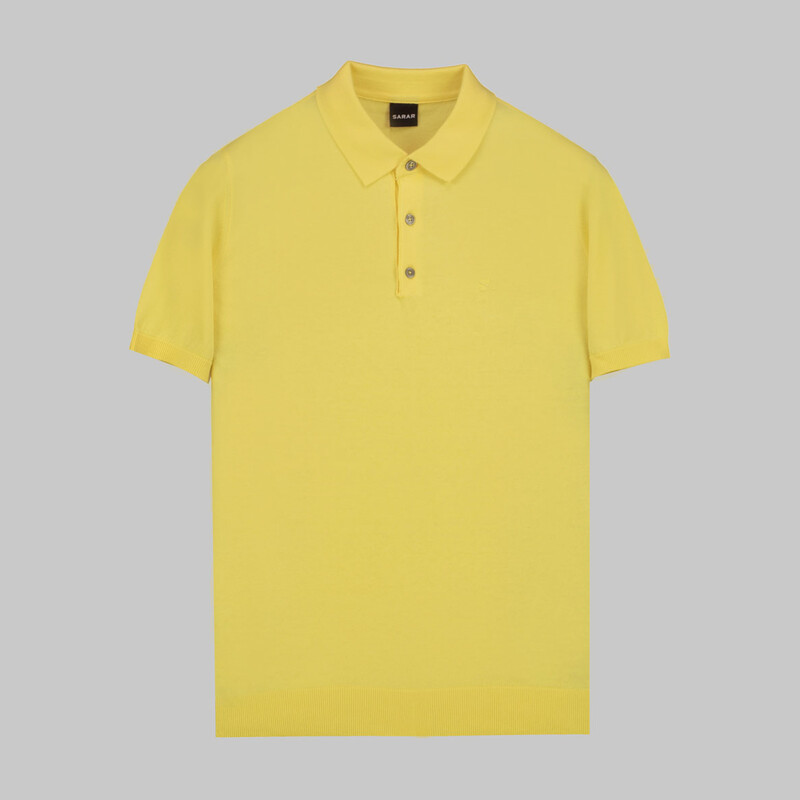 Polo Yaka Kısa Kol Pamuklu Sarı Triko - SARAR