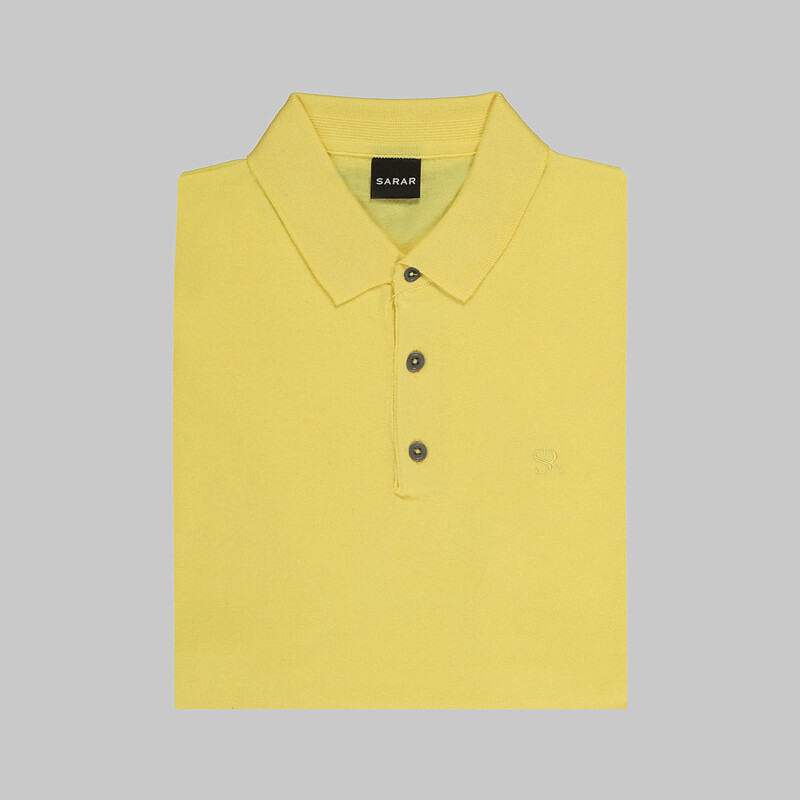 Polo Yaka Kısa Kol Pamuklu Sarı Triko - SARAR