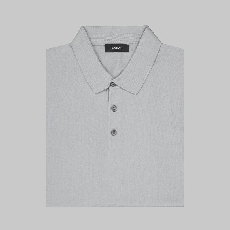 Polo Yaka Kısa Kol Gri Triko - SARAR