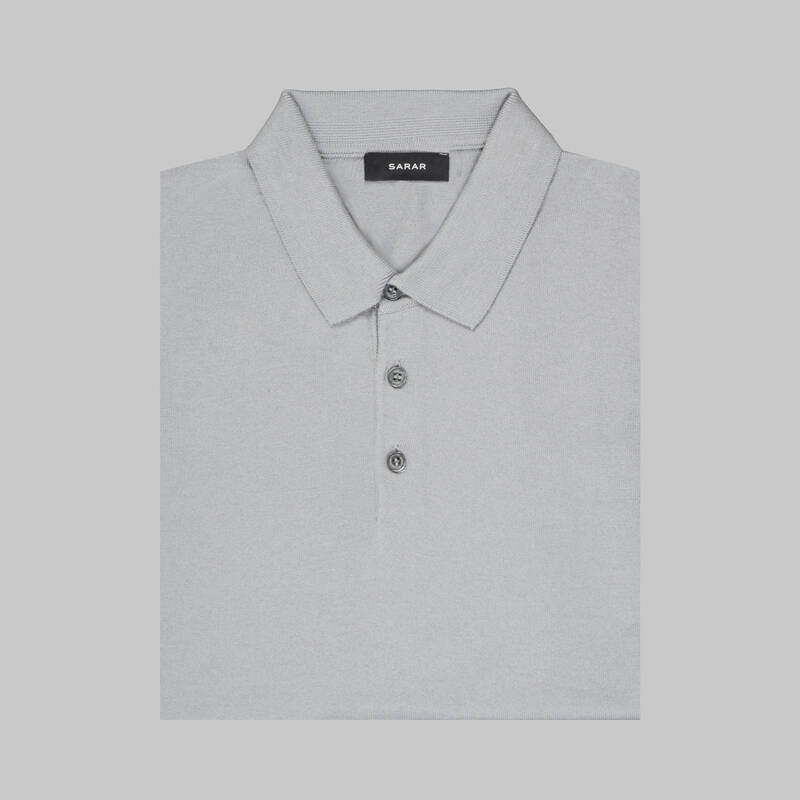 Polo Yaka Kısa Kol Gri Triko - 3