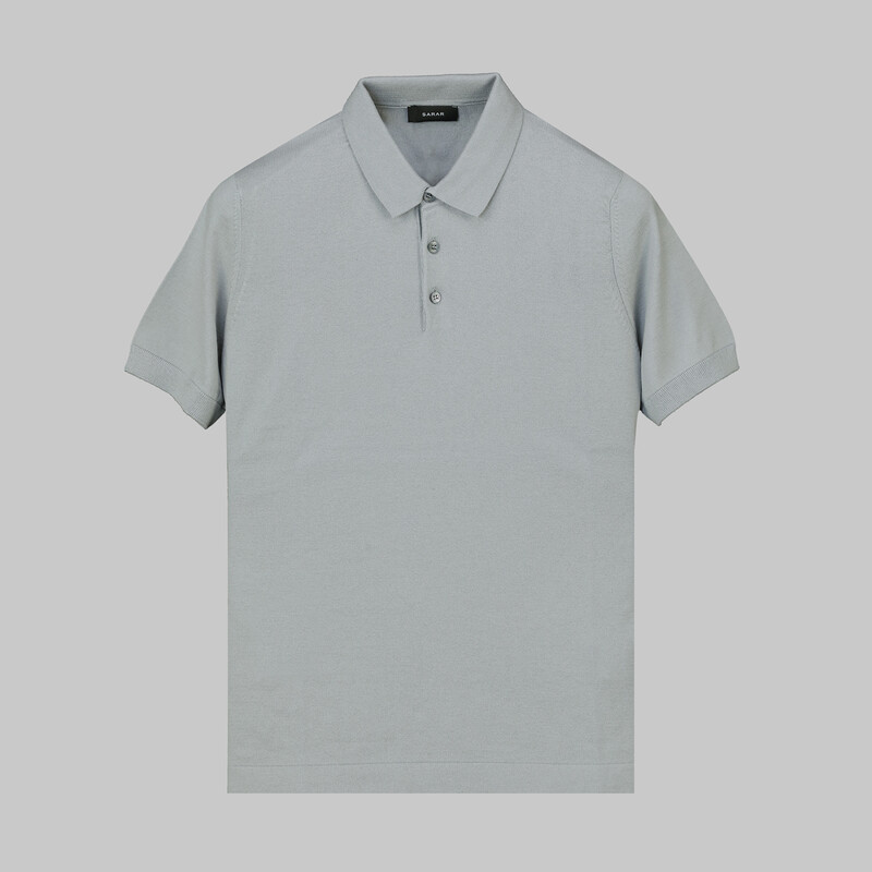 Polo Yaka Kısa Kol Gri Triko 