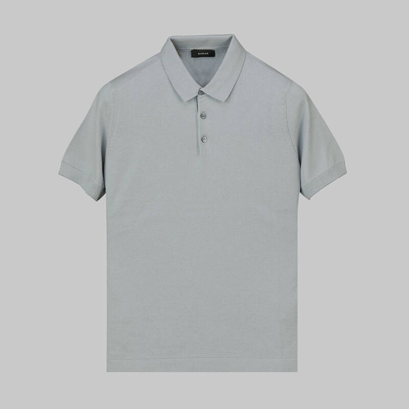 Polo Yaka Kısa Kol Gri Triko - 1