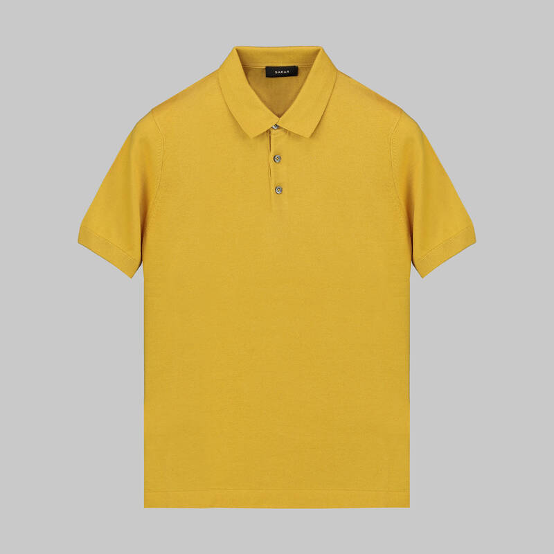 Polo Yaka Kısa Kol Sarı Triko - 1