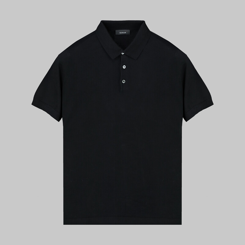 Polo Yaka Kısa Kol Siyah Triko 