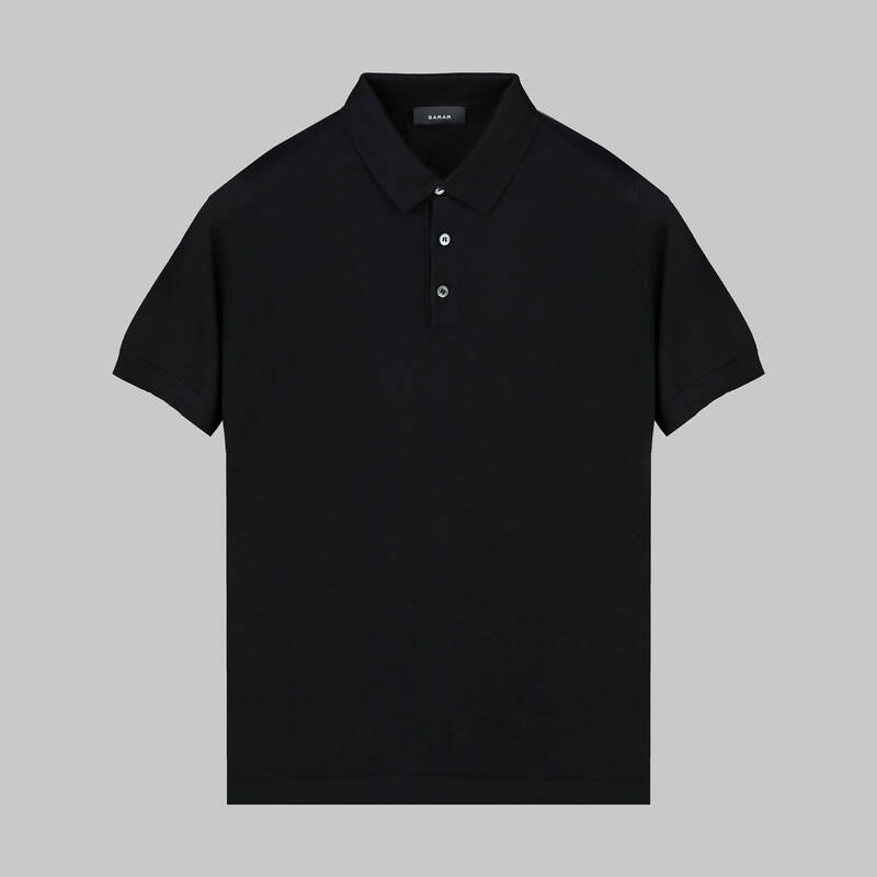 Polo Yaka Kısa Kol Siyah Triko - 1