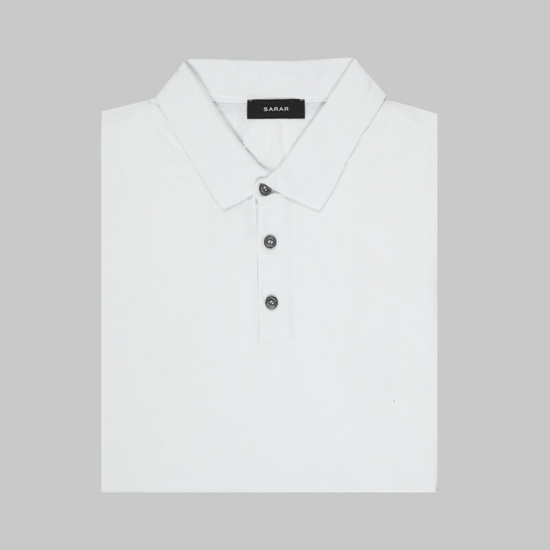 Polo Yaka Kısa Kol Beyaz Triko - SARAR