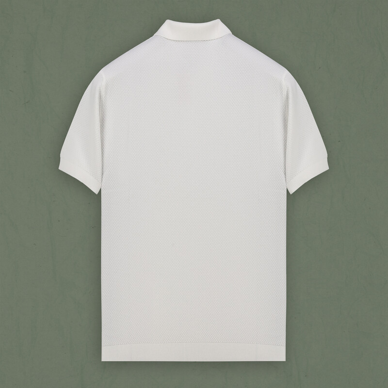 Polo Yaka Kısa Kol Dokulu Ekru Triko - SARAR