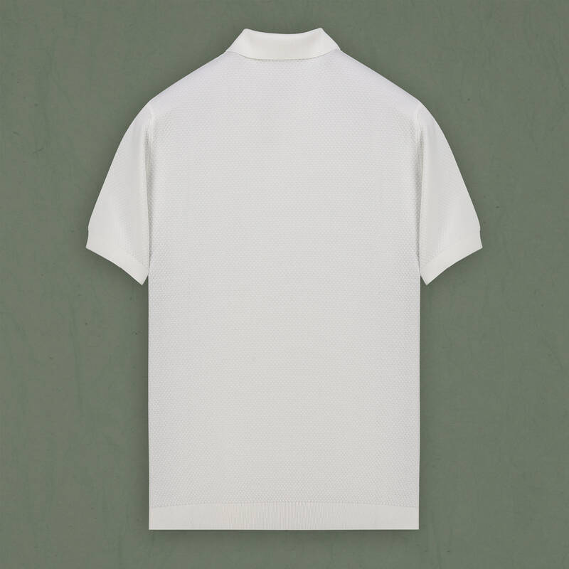 Polo Yaka Kısa Kol Dokulu Ekru Triko - 3