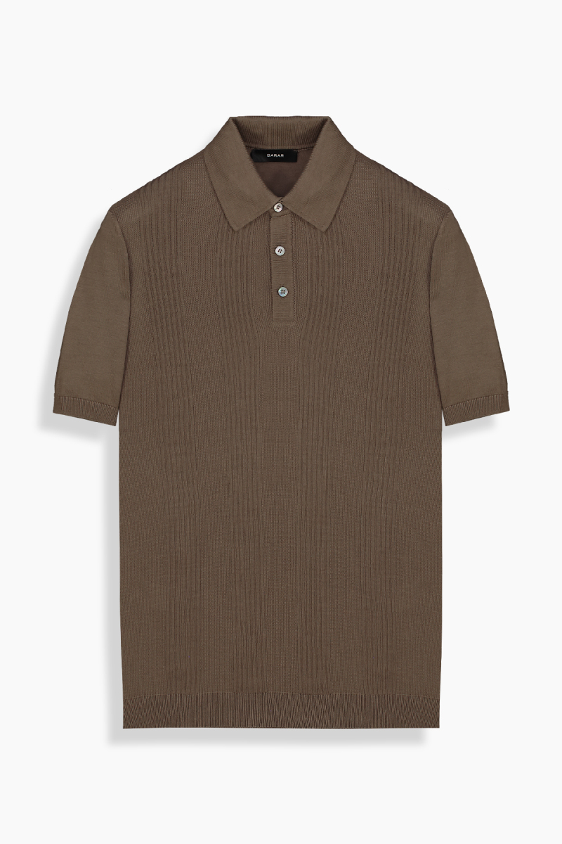 Polo Yaka Triko Vizon Tişört - 1