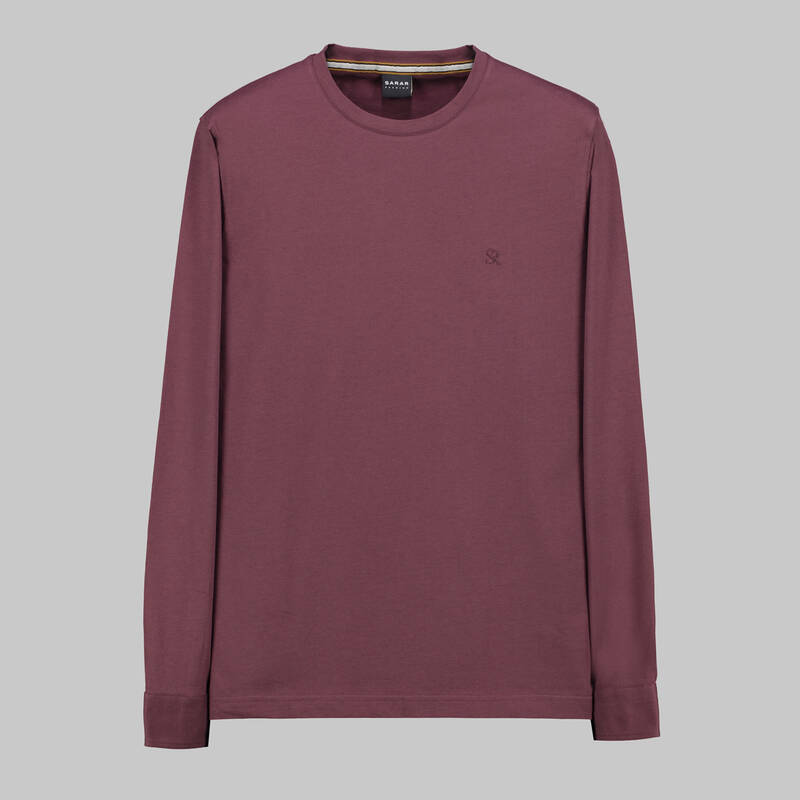 Sarar Premium Bisiklet Yaka Bordo Sweatshirt - 1