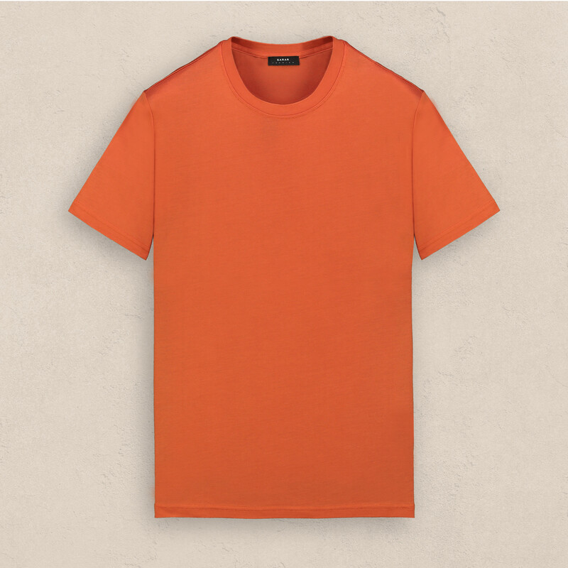 Bisiklet Yaka Kısa Kol Kiremit Tişört 