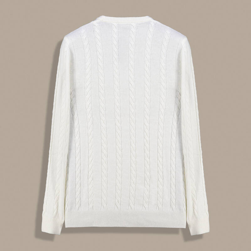 Bisiklet Yaka Örgü Desen Ekru Triko - 2