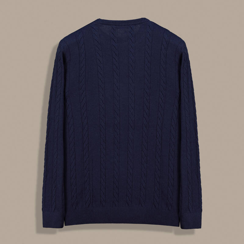 Bisiklet Yaka Örgü Desen Lacivert Triko - 2