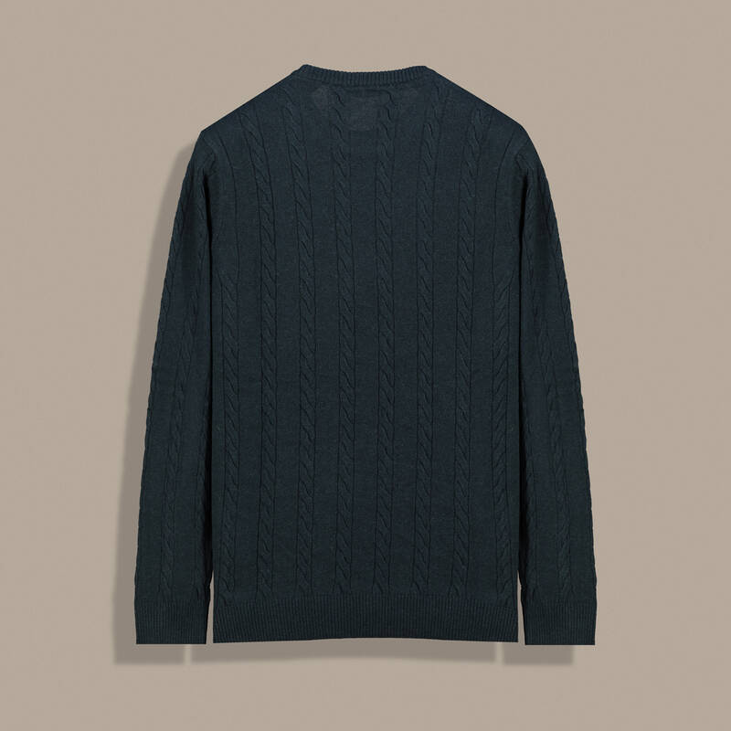 Bisiklet Yaka Örgü Desen Haki Triko - 2