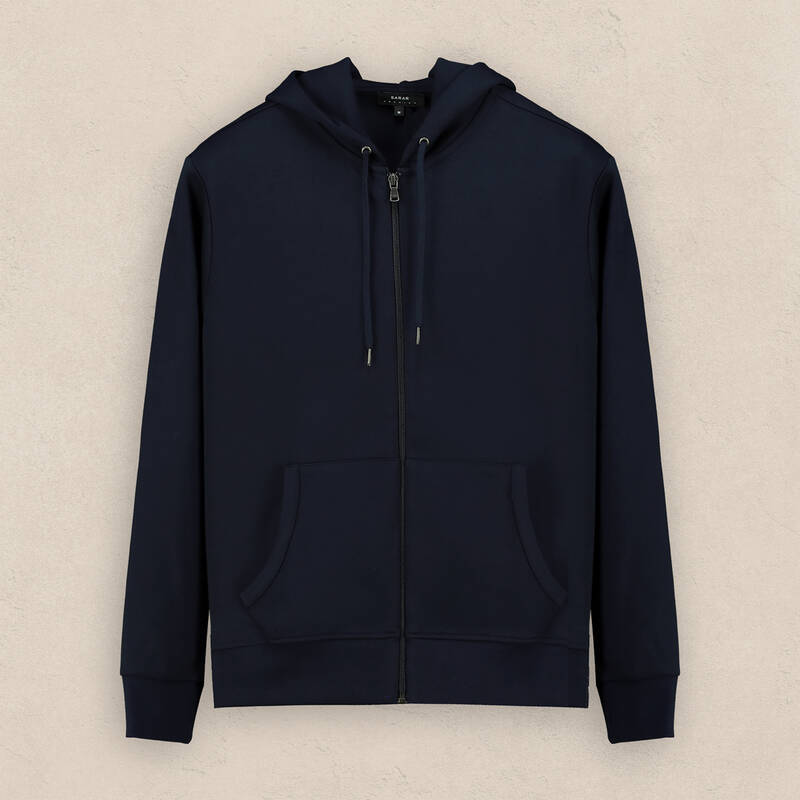 Fermuarlı Kapüşonlu Lacivert Sweatshirt - 1