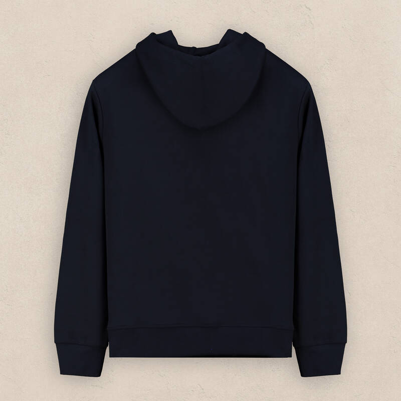 Fermuarlı Kapüşonlu Lacivert Sweatshirt - 2