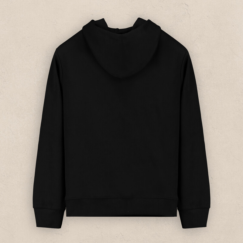 Fermuarlı Kapüşonlu Siyah Sweatshirt - SARAR PREMIUM
