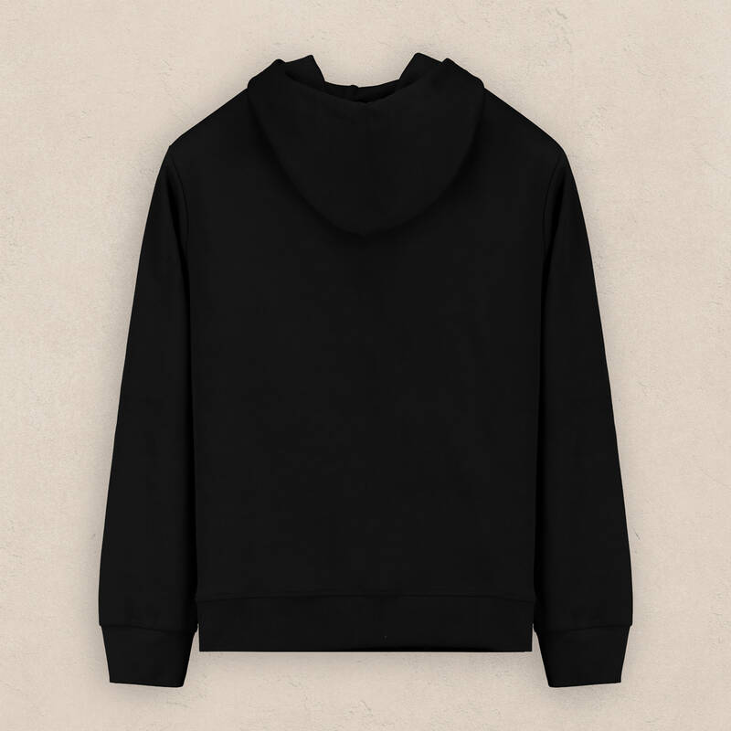 Fermuarlı Kapüşonlu Siyah Sweatshirt - 2