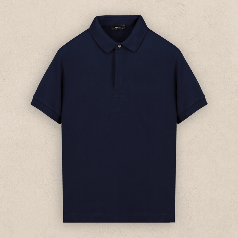 Polo Yaka Pamuk Lacivert Tişört 