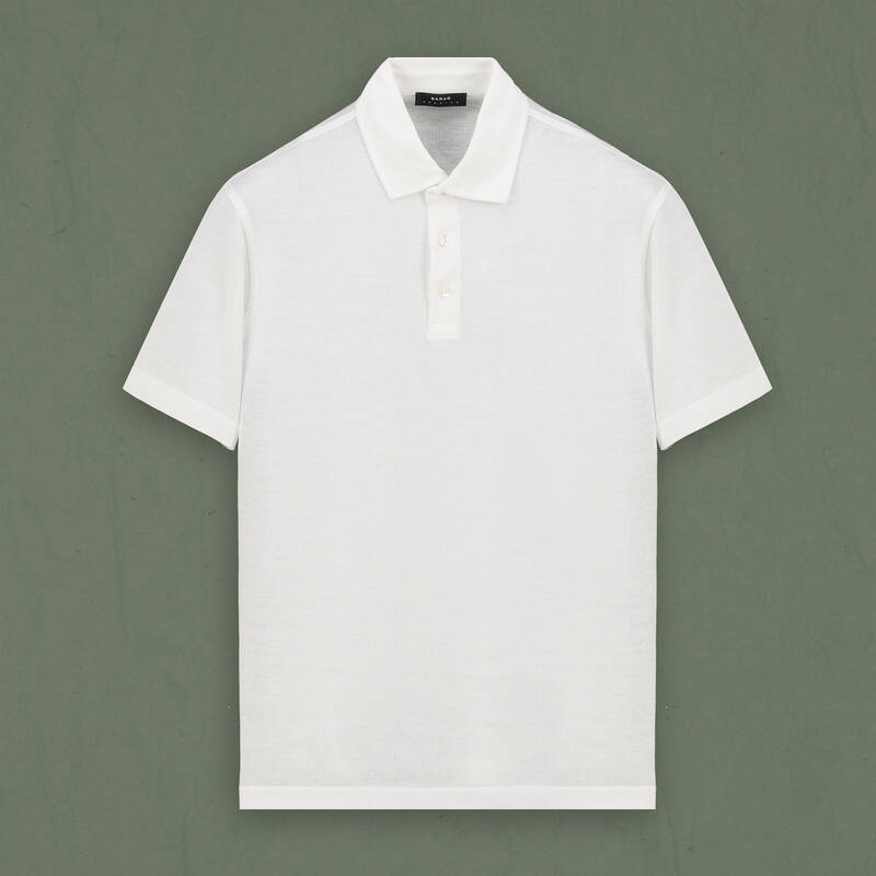 Polo Yaka Beyaz Tişört Sarar Premium - 1