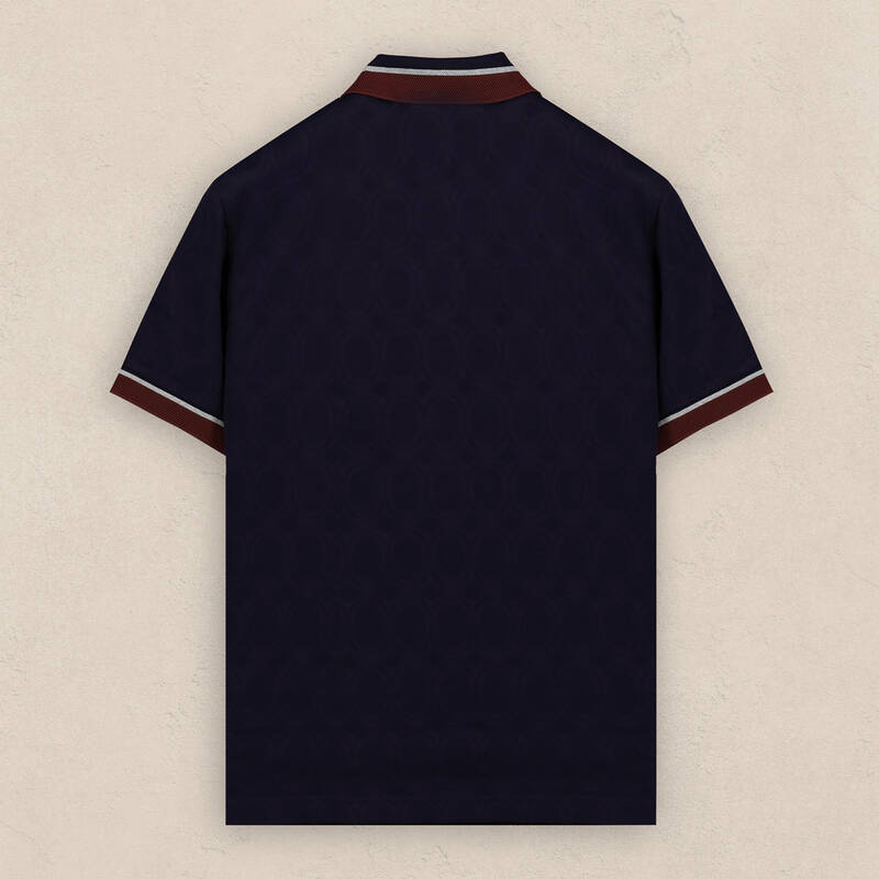 Polo Yaka Desenli Pamuklu Lacivert Tişört - 2