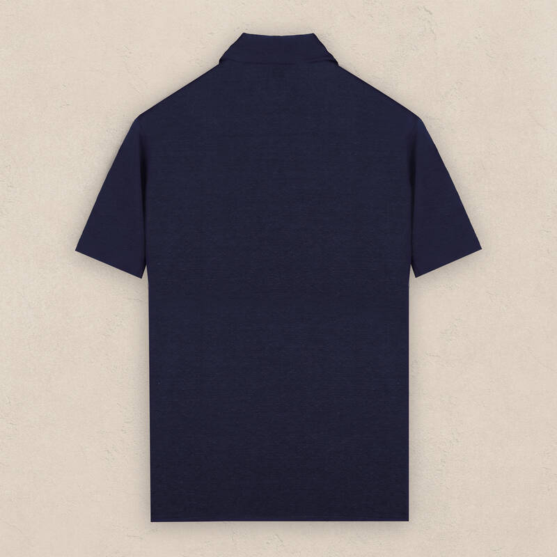 Polo Yaka Lacivert Keten Tişört - 2