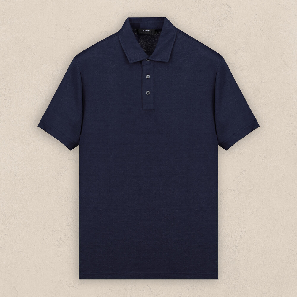 Polo Yaka Lacivert Keten Tişört