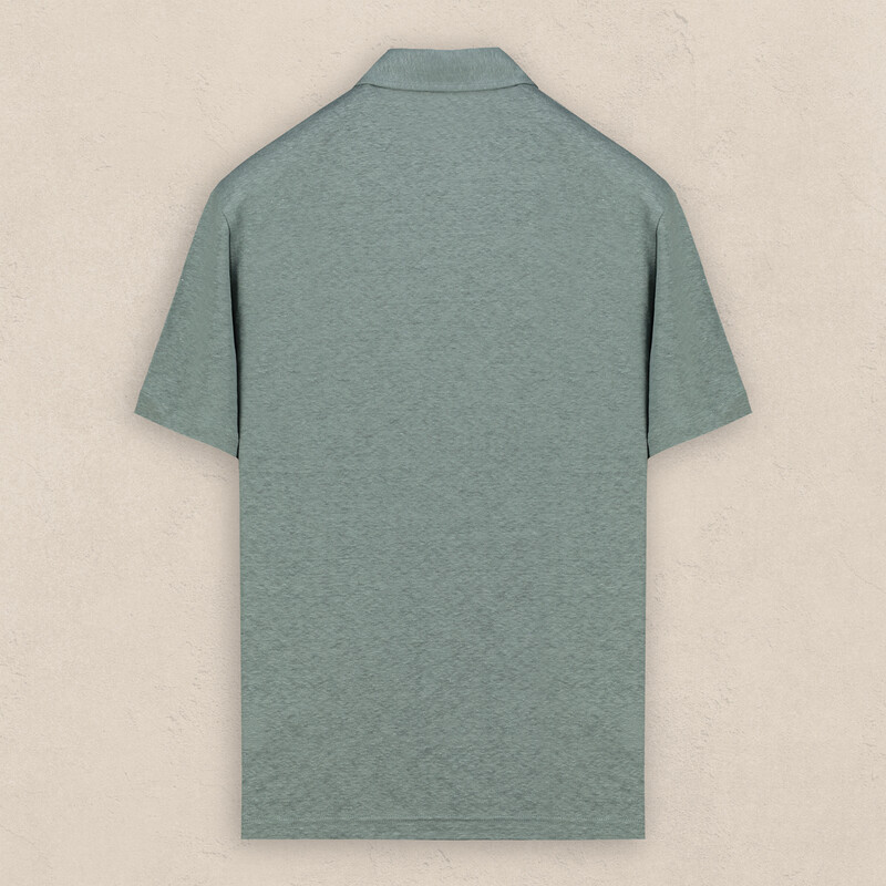 Polo Yaka Mint Yeşili Keten Tişört - SARAR PREMIUM (1)