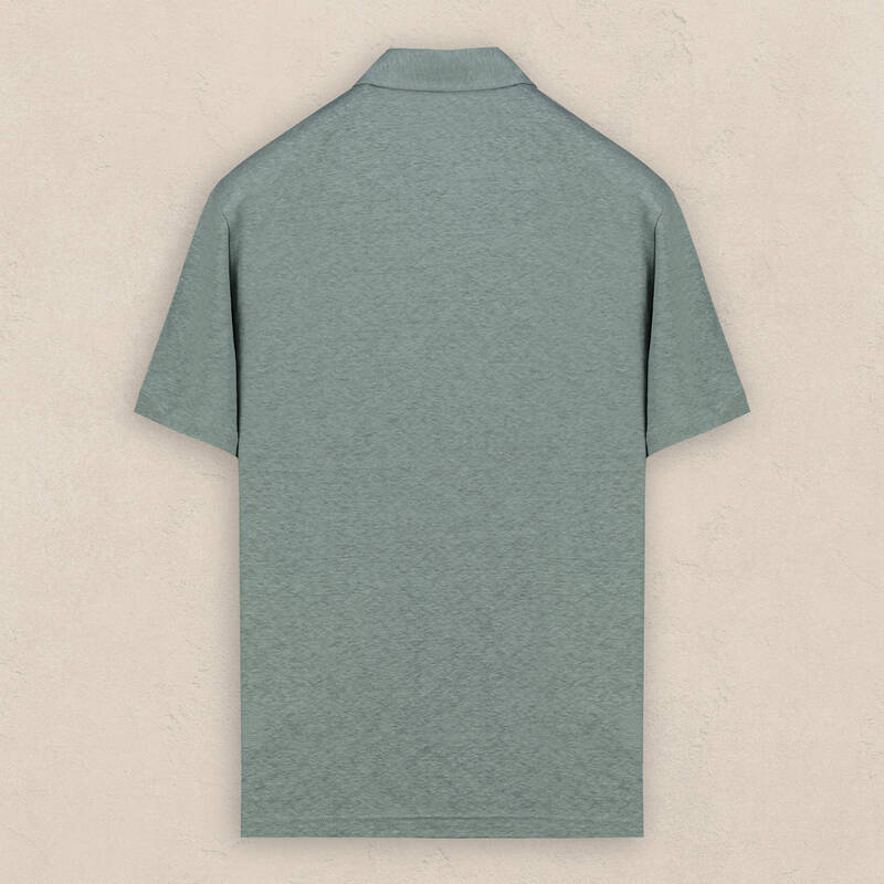 Polo Yaka Mint Yeşili Keten Tişört - 2