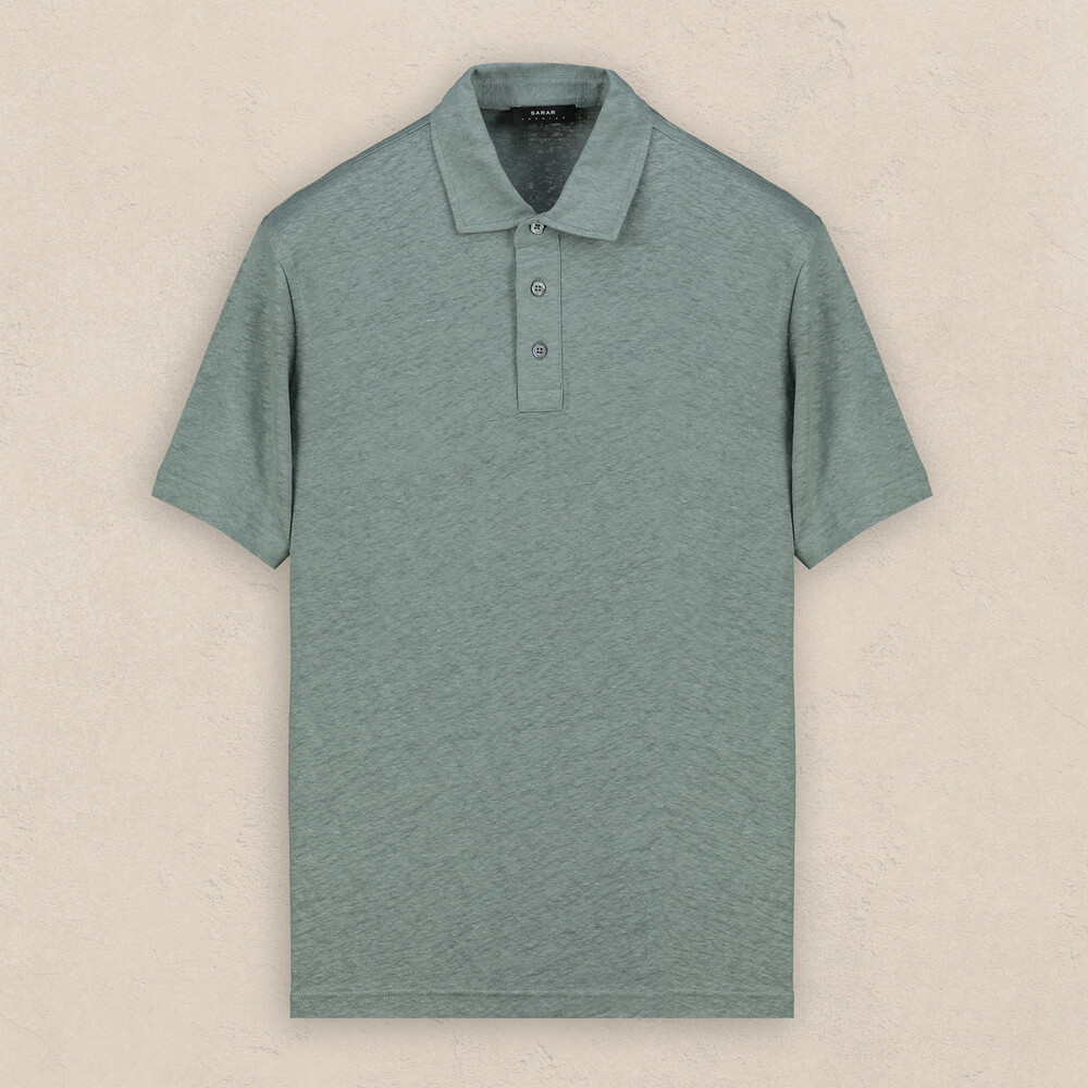 Polo Yaka Mint Yeşili Keten Tişört