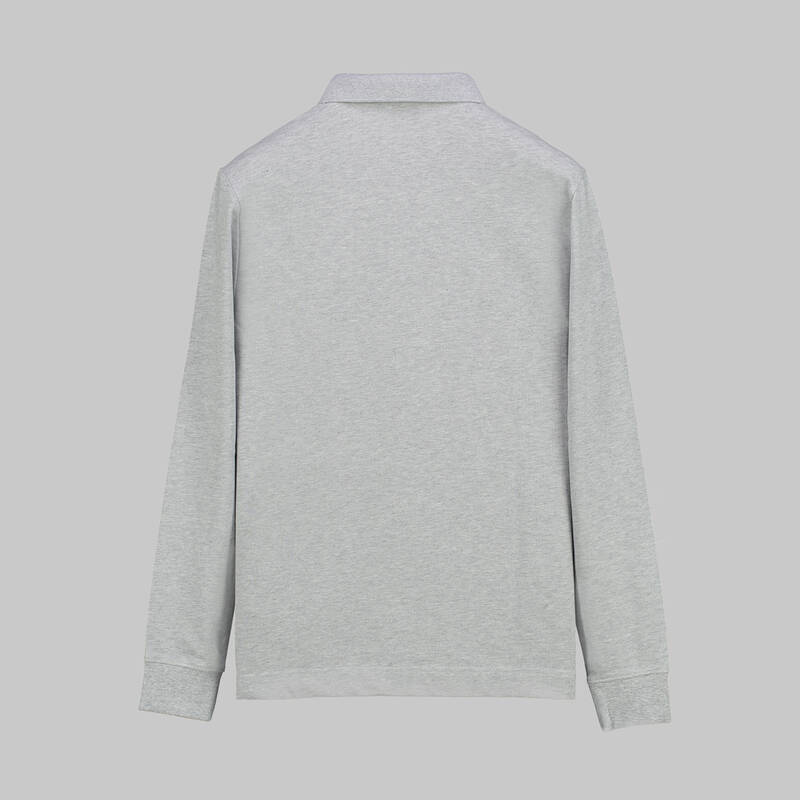 Polo Yaka Uzun Kol Gri Melanj Tişört - 2