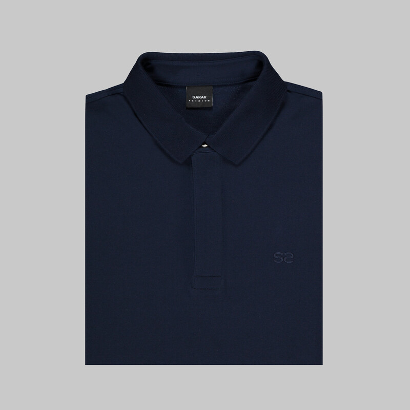 Polo Yaka Uzun Kol Lacivert Tişört - SARAR PREMIUM