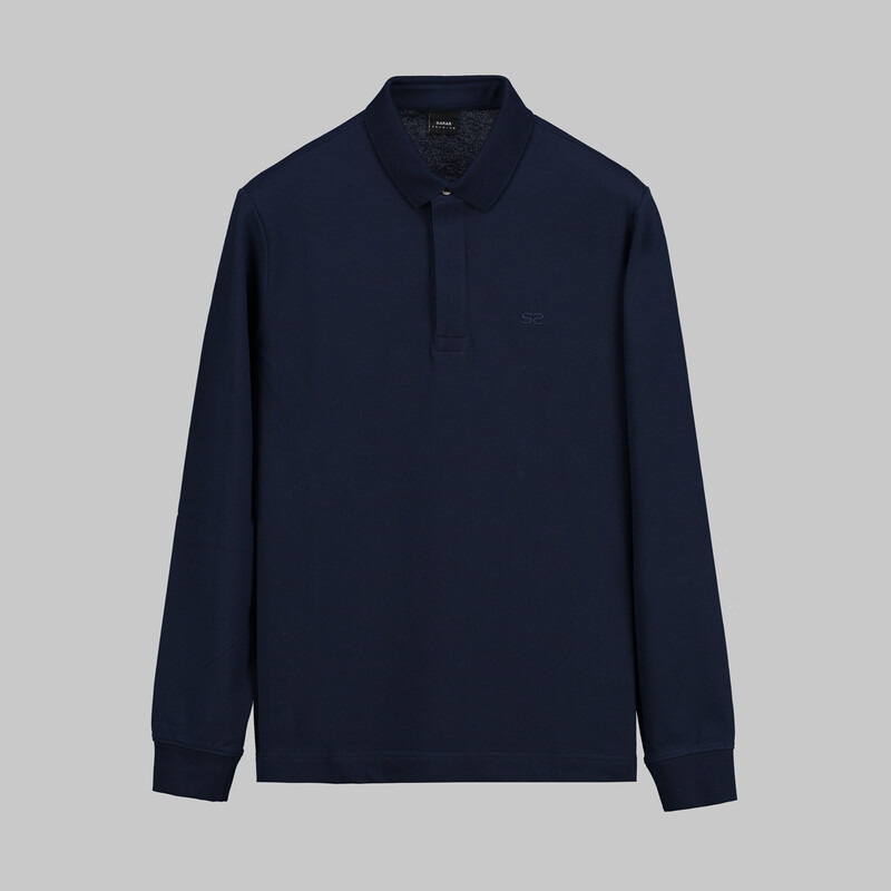 Polo Yaka Uzun Kol Lacivert Tişört 