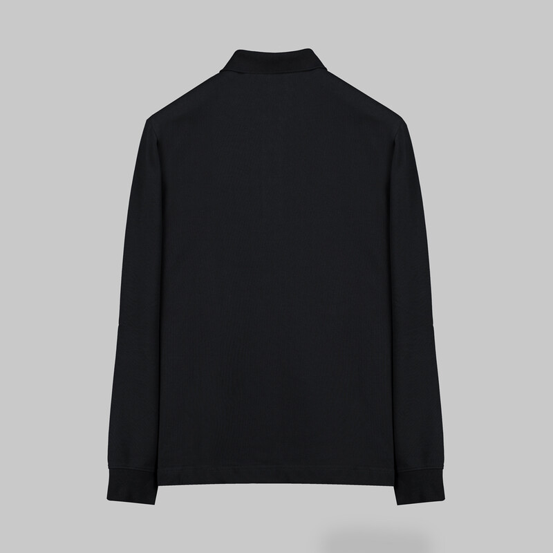 Polo Yaka Uzun Kol Siyah Tişört - SARAR PREMIUM