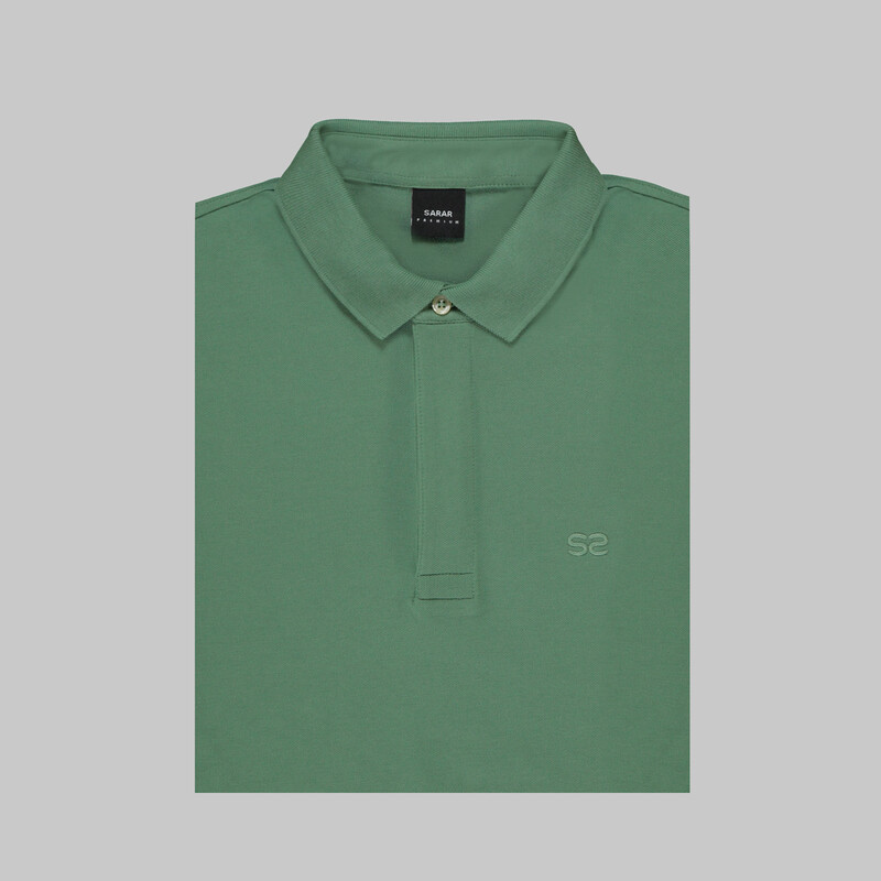 Polo Yaka Uzun Kol Yeşil Tişört - SARAR PREMIUM