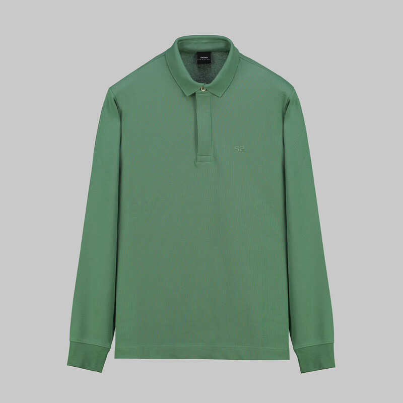 Polo Yaka Uzun Kol Yeşil Tişört 