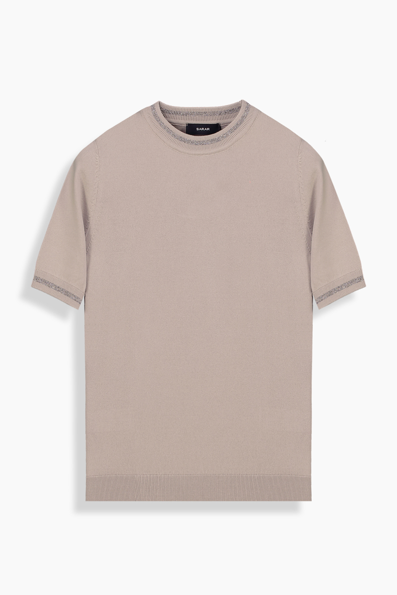 Sparle O Yaka Bej Triko Tişört - 1