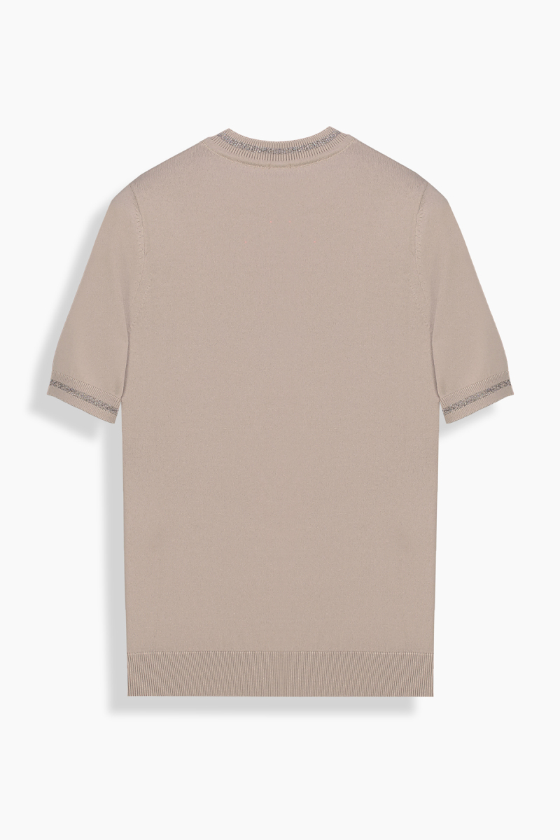 Sparle O Yaka Bej Triko Tişört - 2