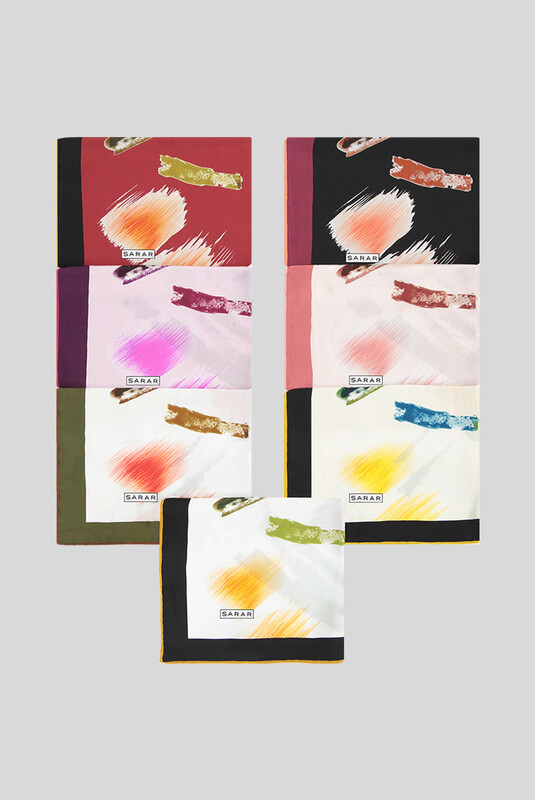 Sura Desenli İpek Kırmızı Eşarp - SARAR