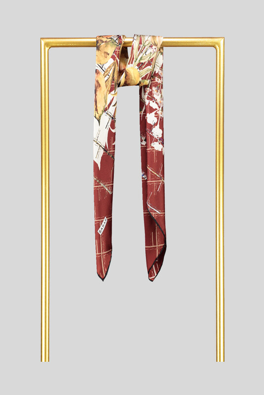 Sura Taba Çiçekli İpek Eşarp - SARAR