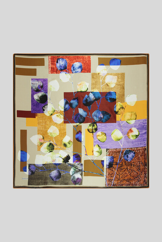 Sura Bal Köpüğü Desenli İpek Eşarp - SARAR