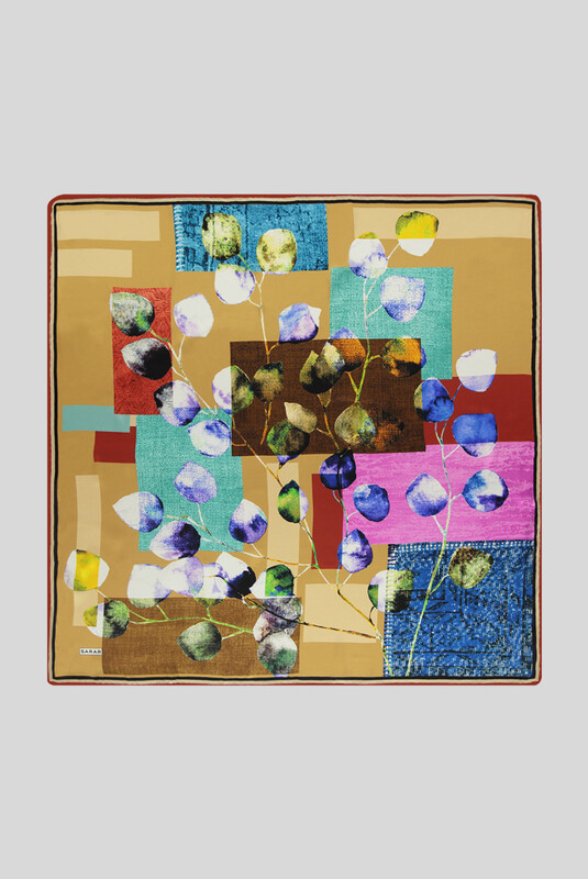 Sura Gold Desenli İpek Eşarp - SARAR