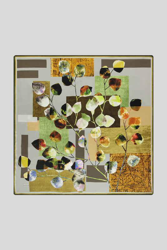 Sura Haki Desenli İpek Eşarp - SARAR