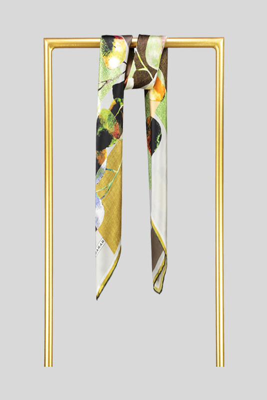 Sura Haki Desenli İpek Eşarp - SARAR