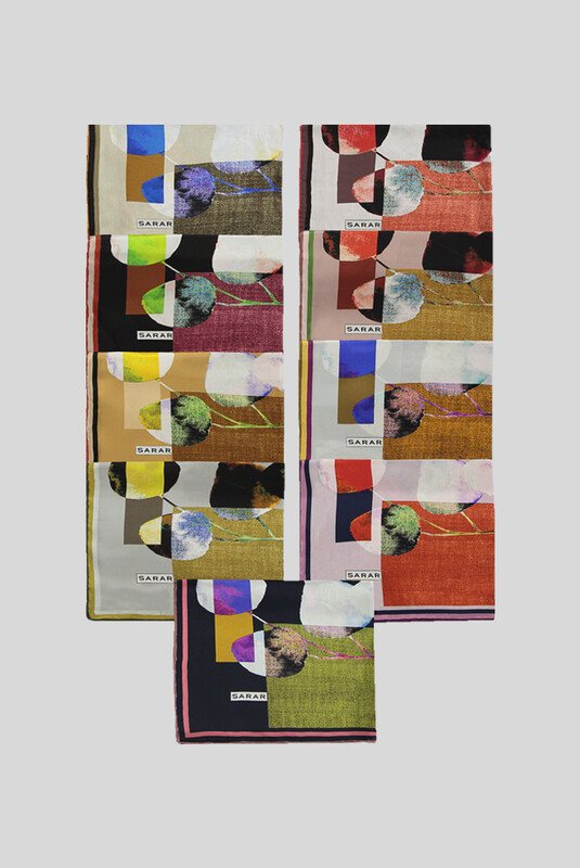 Sura Kırmızı Desenli İpek Eşarp - SARAR