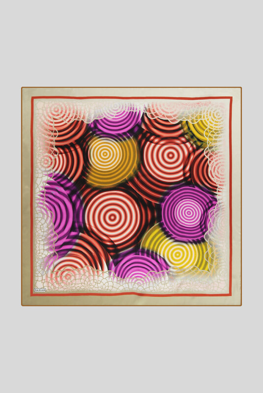 Sura Yuvarlak Desenli Bal Köpüğü İpek Eşarp - SARAR