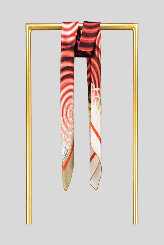 Sura Yuvarlak Desenli Bal Köpüğü İpek Eşarp - SARAR