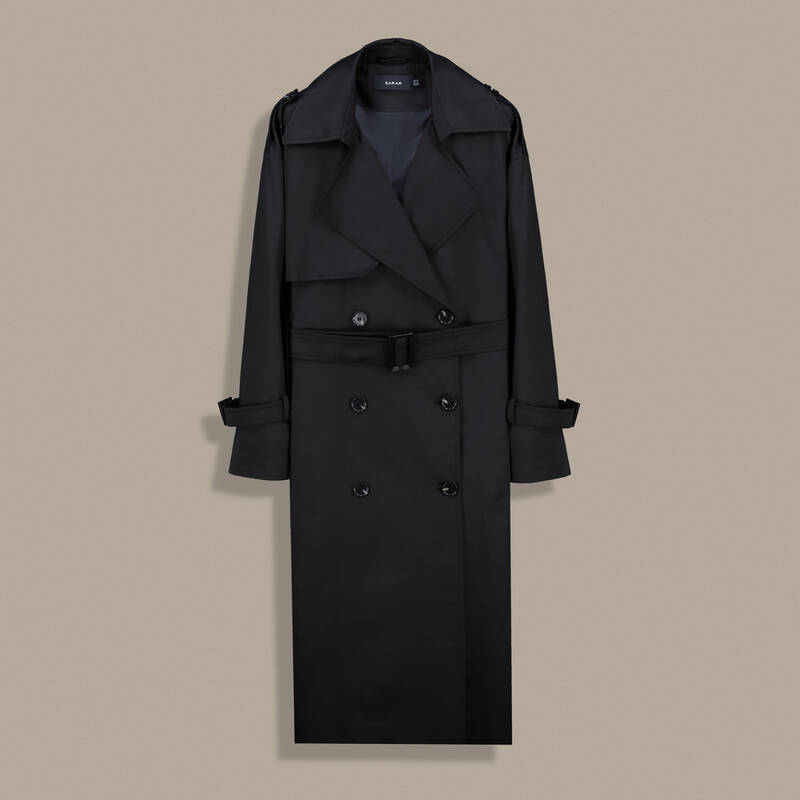 Kadın Siyah Trençkot - 1