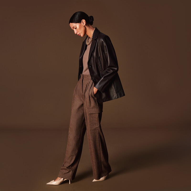 Trunoir Kahverengi Deri Ceket - SARAR WOMAN